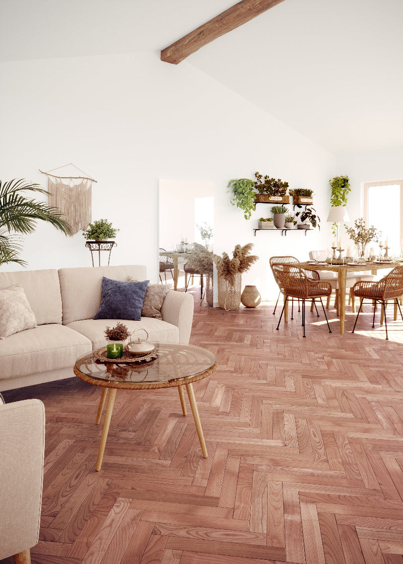 Parchet masiv din stejar rosu interior amenajat