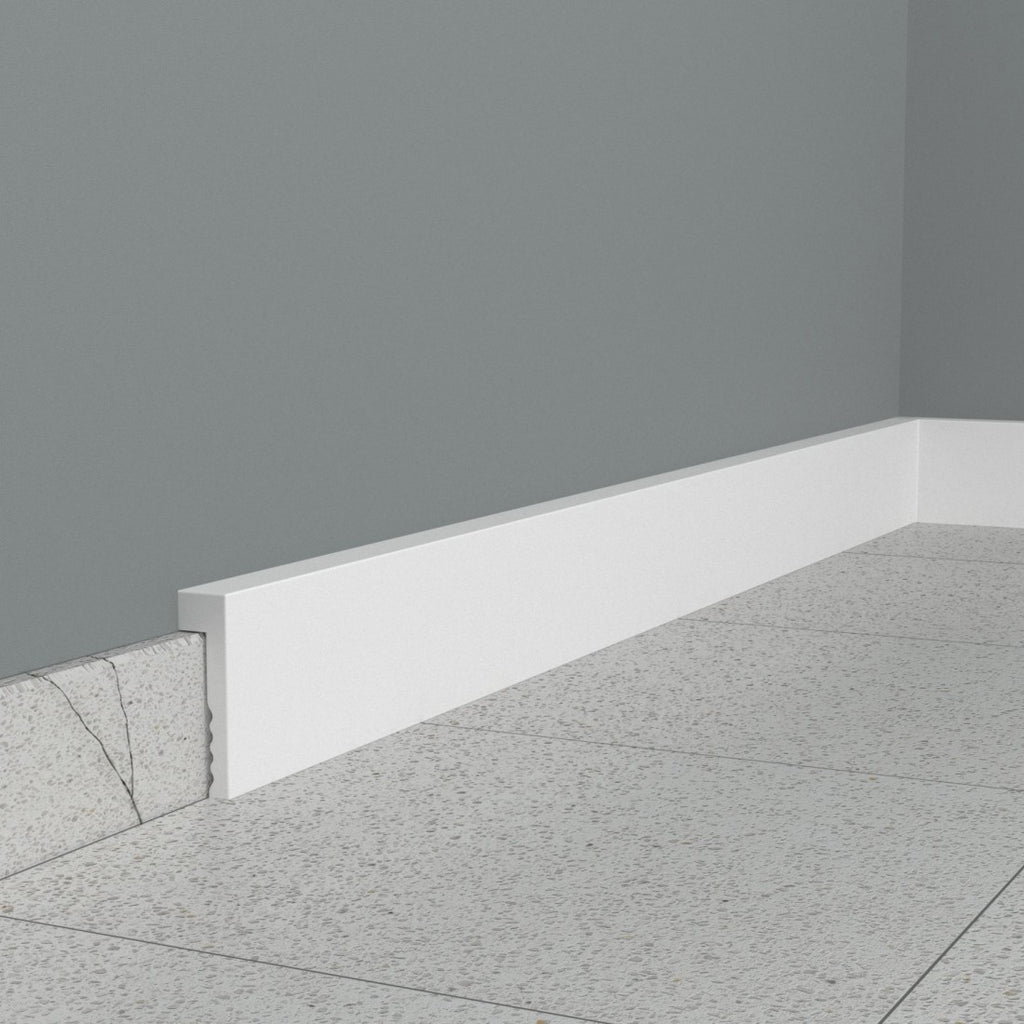 Detaliu profil MD006 din polimer dur – muchii drepte, design rectangular, finisaj alb mat la Lilhome Baia Mare.