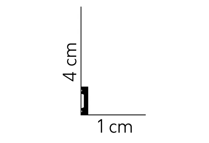 Schiță tehnică profil MD011 – dimensiuni 200 x 4 x 1 cm, vedere laterală