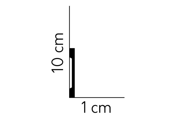 Dimensiuni profil plintă MD013 – 200 x 10 x 1 cm