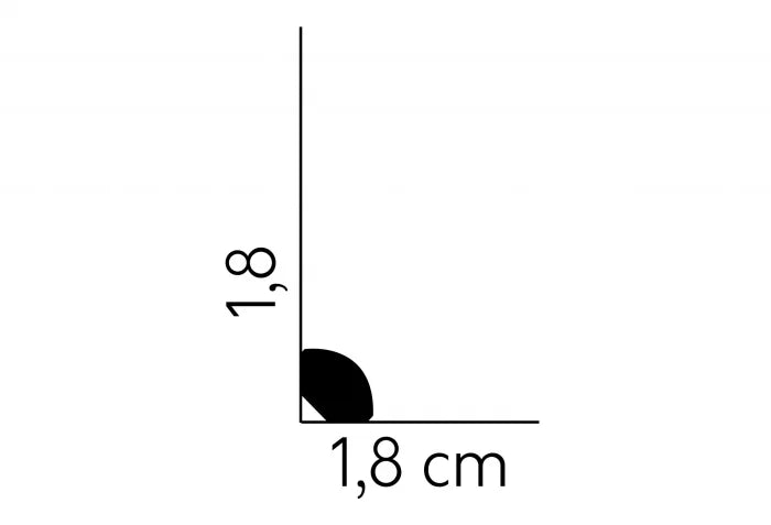 Schiță tehnică profil MD235 – dimensiuni 200 x 1,8 x 1,8 cm, vedere laterală