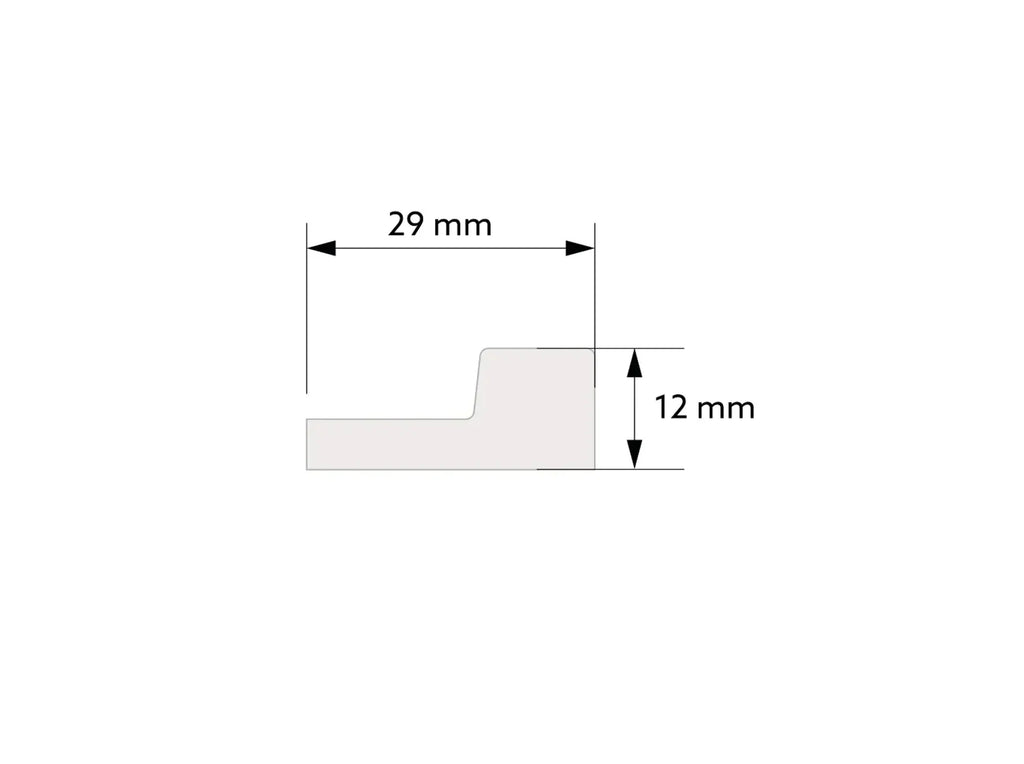 Măsurători ale elementului L0103RT – profil de capăt dreapta pentru panouri decorative, lățime 29 mm, înălțime 12 mm