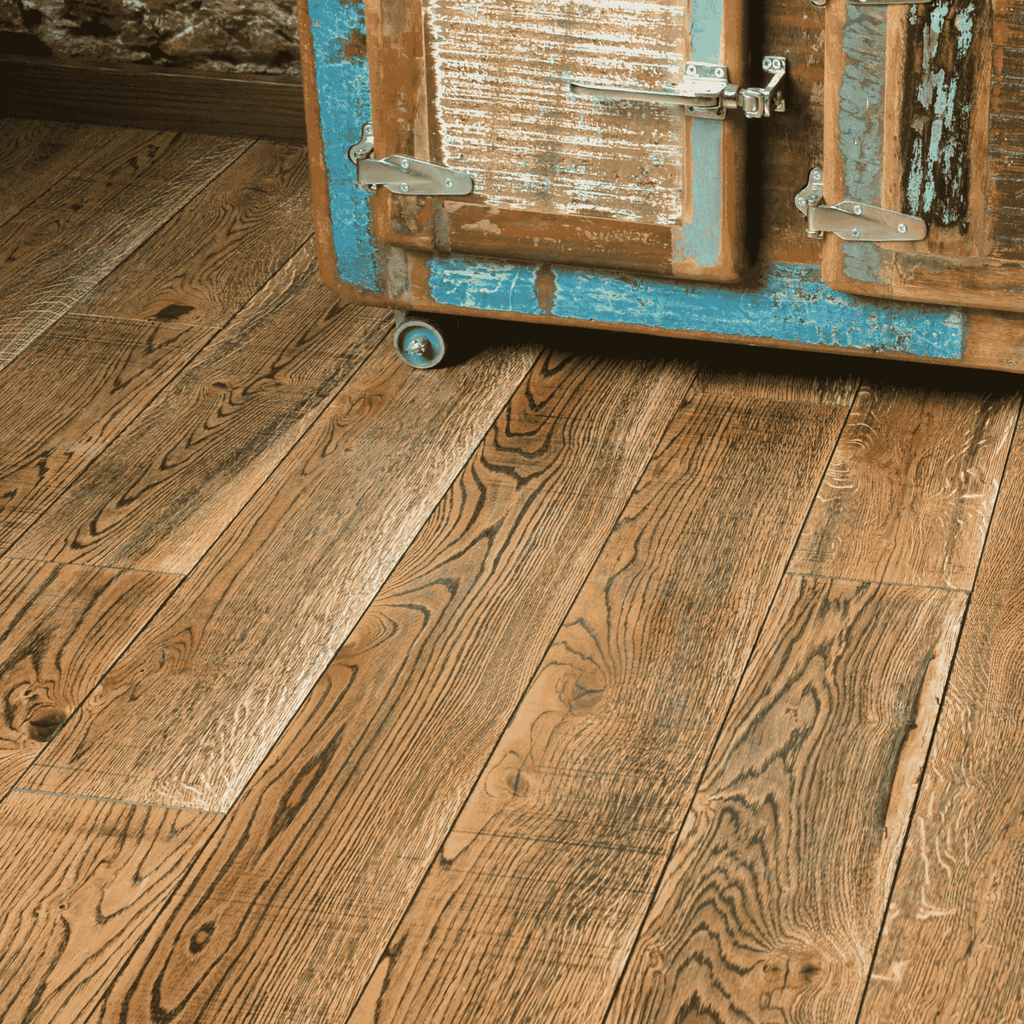 Parchet plank uleiat suprafata rindeluit si bizotat in stil rustic