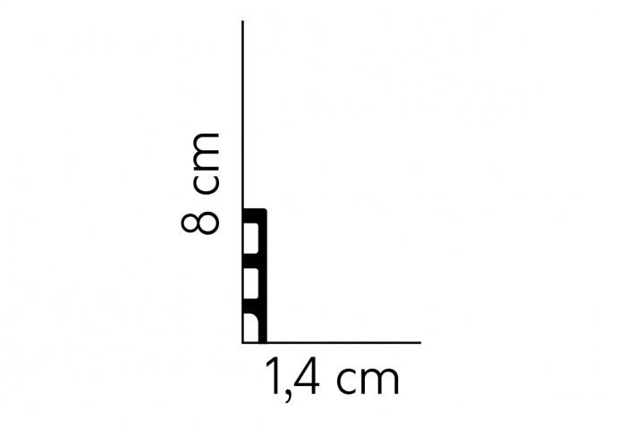 Dimensiuni plintă MD014 – 200 x 8 x 1,4 cm