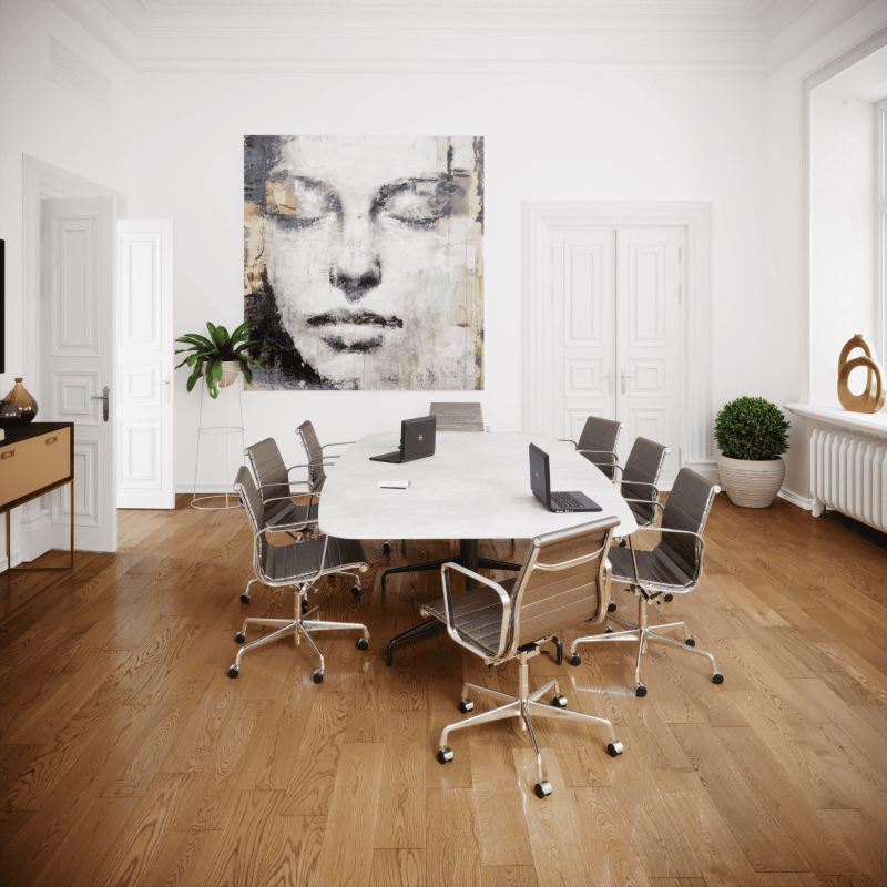 Parchet stratificat in format dusumea in birou stil modern culoare naturala